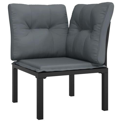 Hjørnemoduler til havesofa 2 stk. m. hynder polyrattan sort grå