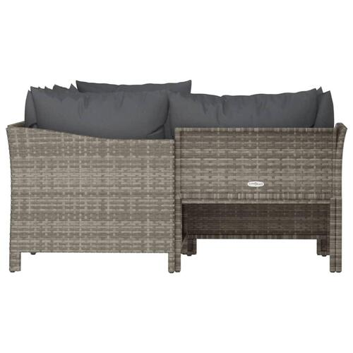 Loungesæt til haven 4 dele med hynder polyrattan grå