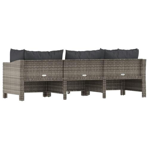 Loungesæt til haven 4 dele med hynder polyrattan grå