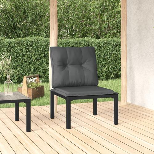 Havestol med hynder polyrattan sort og grå