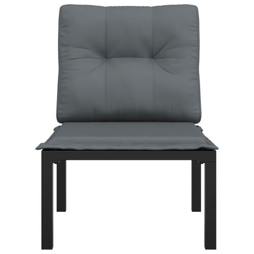 Havestol med hynder polyrattan sort og grå