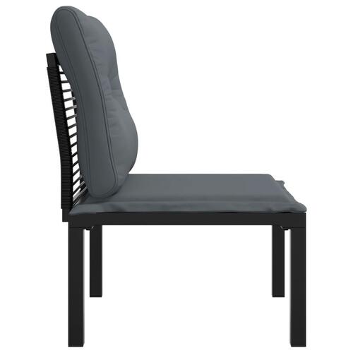Havestol med hynder polyrattan sort og grå