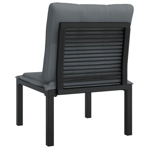Havestol med hynder polyrattan sort og grå