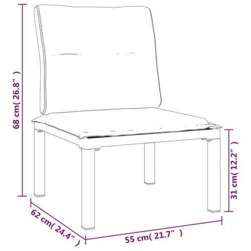 Havestol med hynder polyrattan sort og grå
