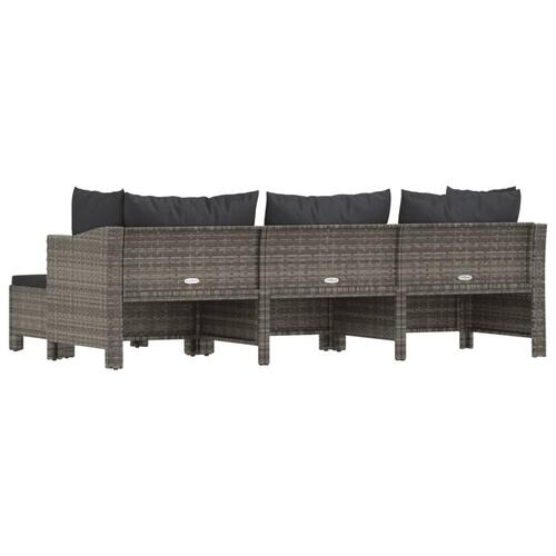Loungesæt til haven 4 dele med hynder polyrattan grå