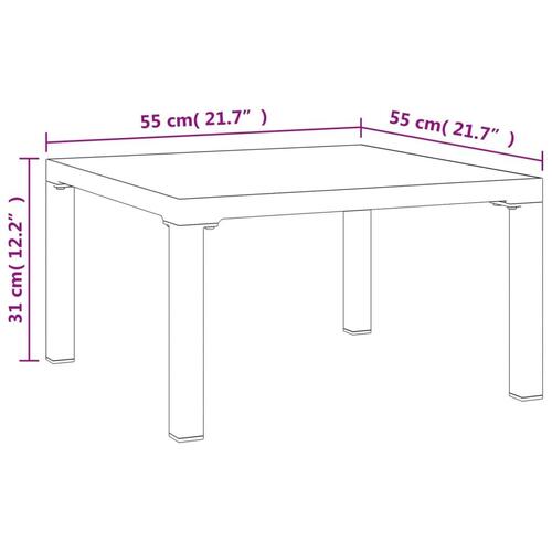 Sofabord til haven 55x55x31 cm DPC og stål grå