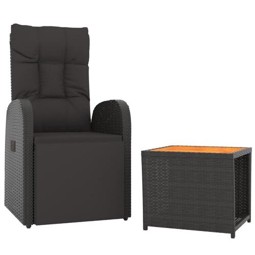 Loungesæt til haven 2 dele polyrattan og akacietræ sort