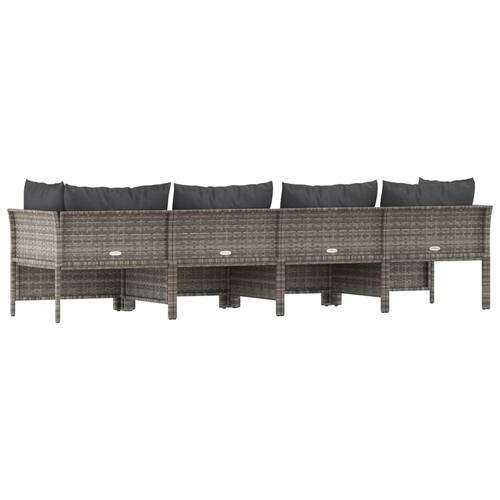 Loungesæt til haven 4 dele med hynder polyrattan grå