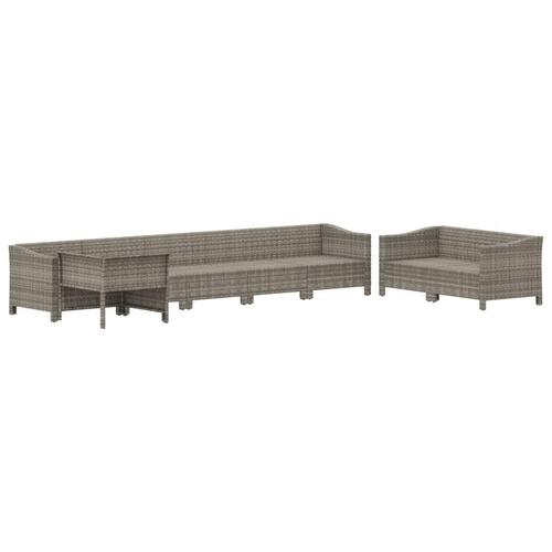 Loungesæt til haven 8 dele med hynder polyrattan grå