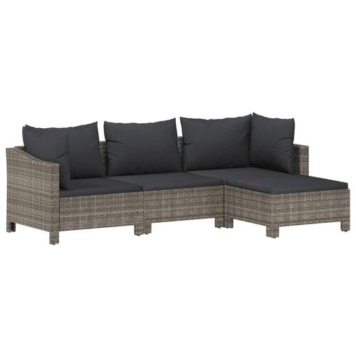 Loungesæt til haven 8 dele med hynder polyrattan grå