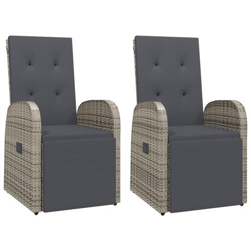 Spisebordssæt til haven 3 dele med hynder polyrattan grå