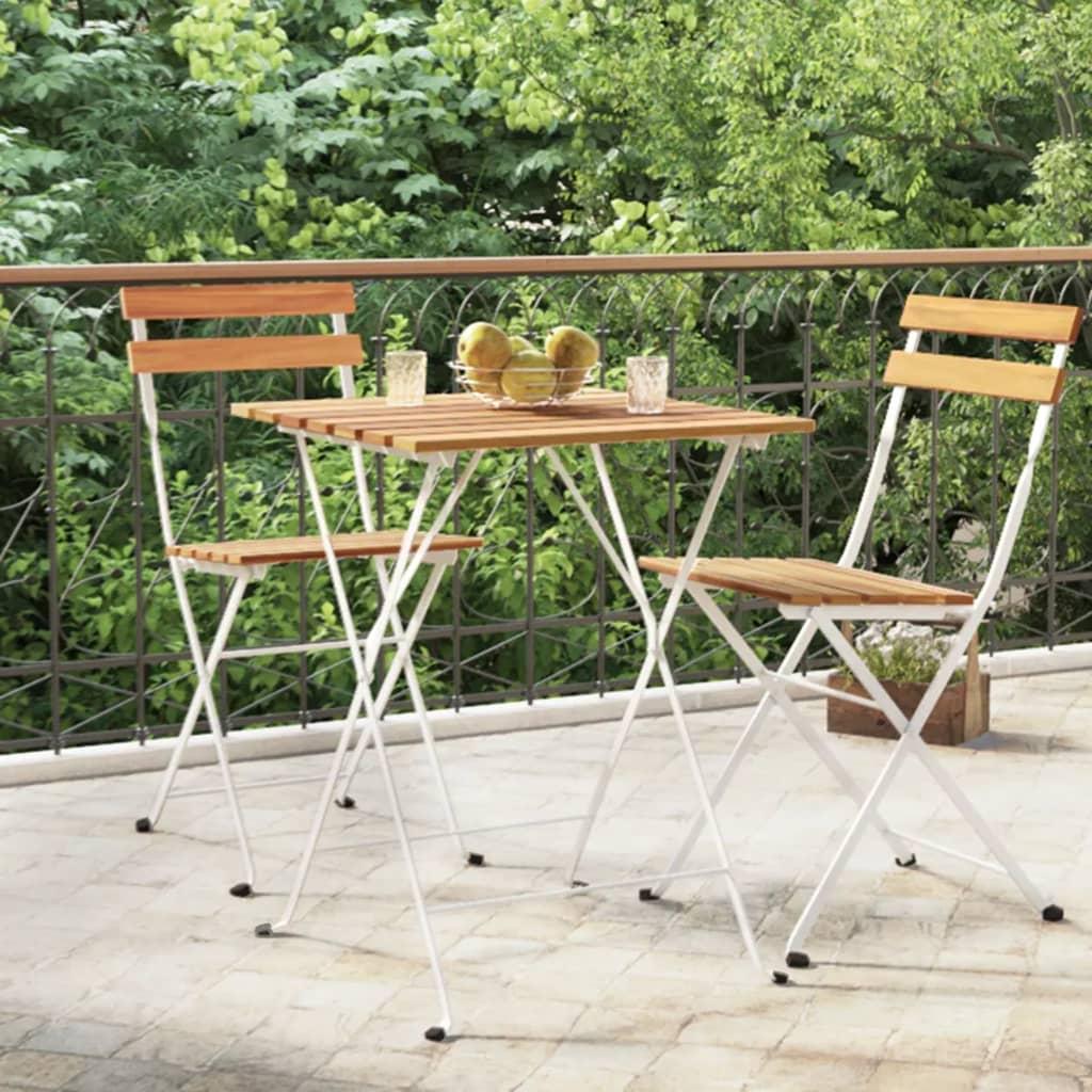 Foldbart bistrobord 55x54x71 cm massivt akacietræ og stål