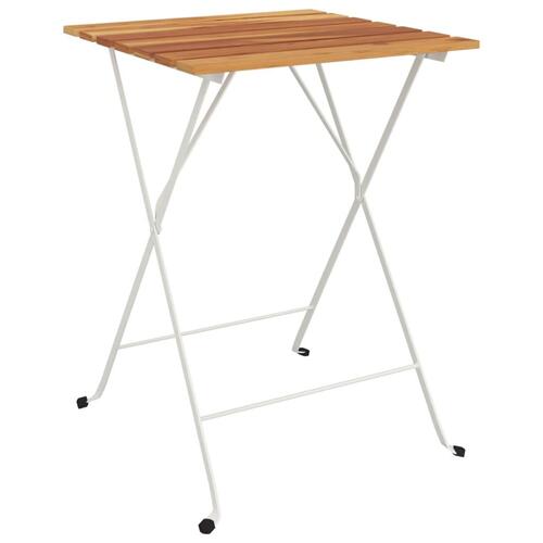 Foldbart bistrobord 55x54x71 cm massivt akacietræ og stål