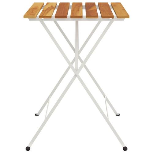 Foldbart bistrobord 55x54x71 cm massivt akacietræ og stål