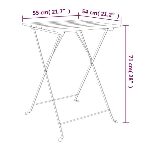 Foldbart bistrobord 55x54x71 cm massivt akacietræ og stål