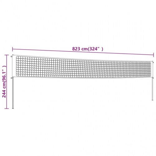 Volleyballnet 823x244 cm PE-stof gul og sort