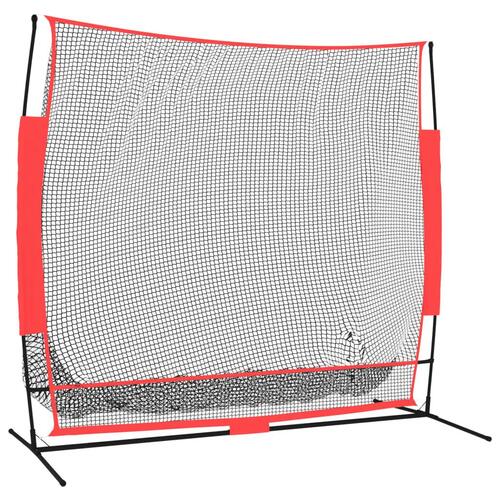 Bærbart baseballnet 215x107x216 cm polyester sort og rød
