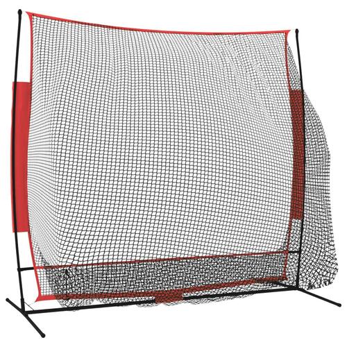 Bærbart baseballnet 215x107x216 cm polyester sort og rød