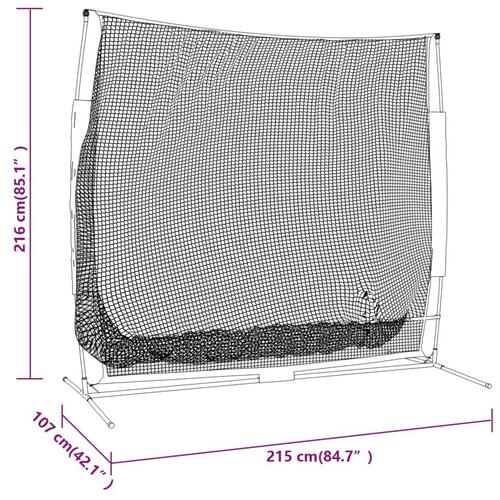 Bærbart baseballnet 215x107x216 cm polyester sort og rød