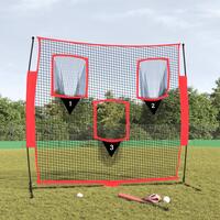 Bærbart baseballnet 183x105x183 cm polyester sort og rød