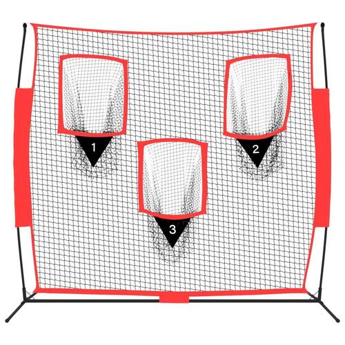 Bærbart baseballnet 183x105x183 cm polyester sort og rød