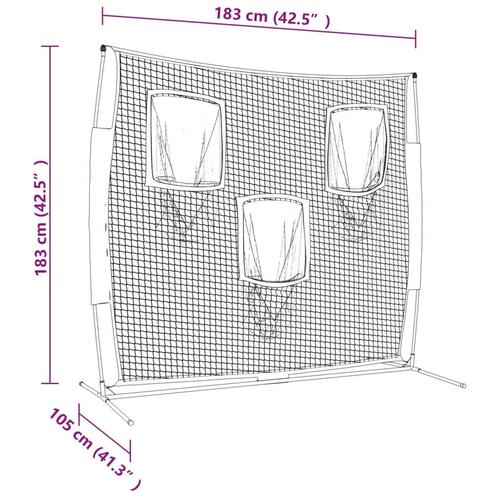 Bærbart baseballnet 183x105x183 cm polyester sort og rød