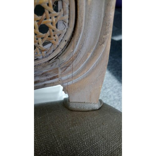 Spisebordsstol Træ Klæde Rattan (53 x 49 x 95 cm) (OUTLET D)