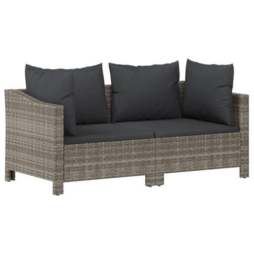 Loungesæt til haven 2 dele med hynder polyrattan grå