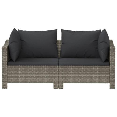 Loungesæt til haven 2 dele med hynder polyrattan grå
