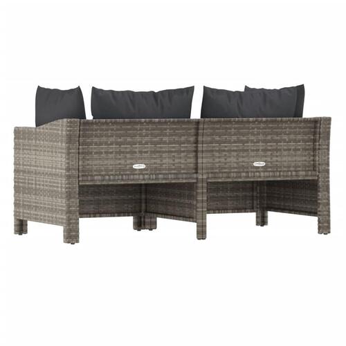 Loungesæt til haven 2 dele med hynder polyrattan grå