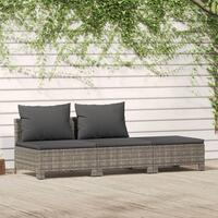 Loungesæt til haven 3 dele med hynder polyrattan grå