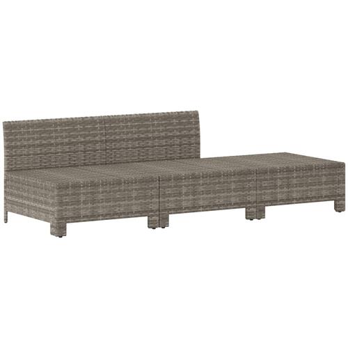 Loungesæt til haven 3 dele med hynder polyrattan grå
