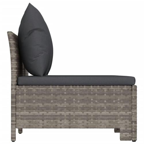Loungesæt til haven 3 dele med hynder polyrattan grå
