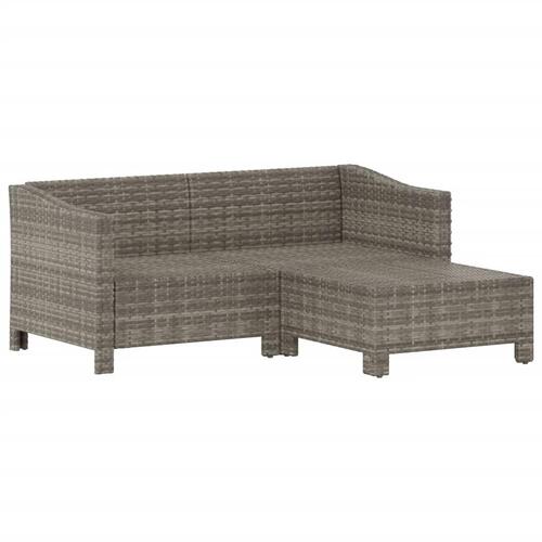 Loungesæt til haven 3 dele med hynder polyrattan grå