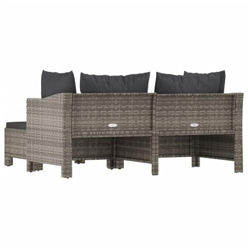 Loungesæt til haven 3 dele med hynder polyrattan grå