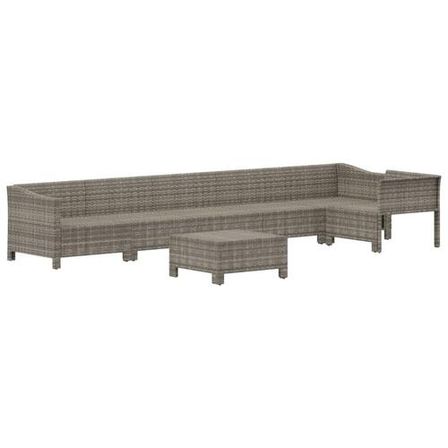 Loungesæt til haven 7 dele med hynder polyrattan grå
