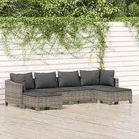 Loungesæt til haven 6 dele med hynder polyrattan grå