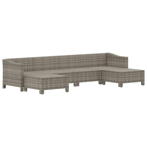 Loungesæt til haven 6 dele med hynder polyrattan grå