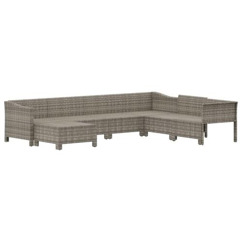 Loungesæt til haven 7 dele med hynder polyrattan grå