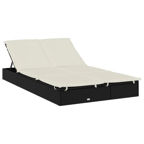 2-personers solseng med hynder polyrattan sort