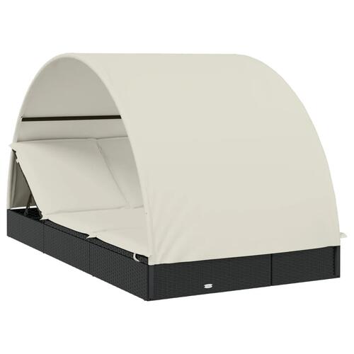 2-personers soleng rundt tag 211x112x140 cm polyrattan sort