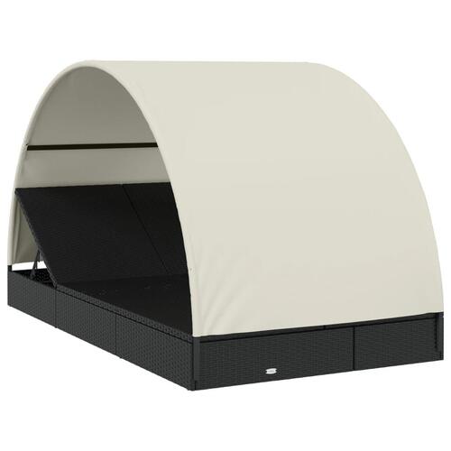 2-personers soleng rundt tag 211x112x140 cm polyrattan sort