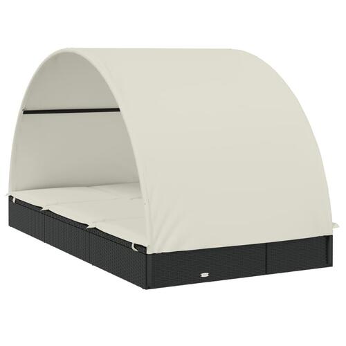 2-personers soleng rundt tag 211x112x140 cm polyrattan sort