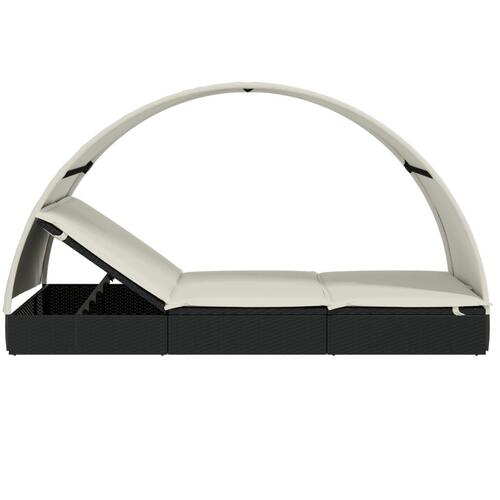 2-personers soleng rundt tag 211x112x140 cm polyrattan sort