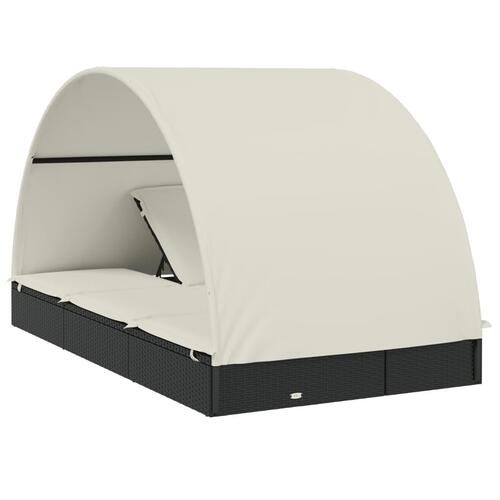2-personers soleng rundt tag 211x112x140 cm polyrattan sort
