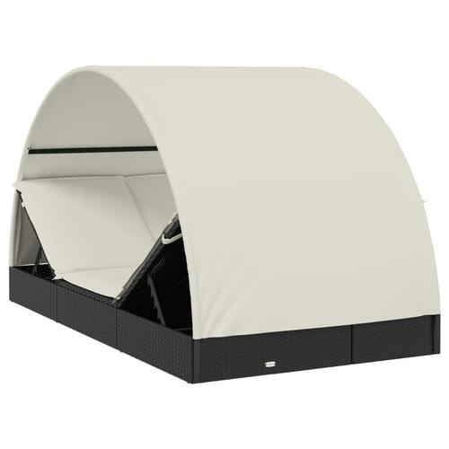 2-personers soleng rundt tag 211x112x140 cm polyrattan sort