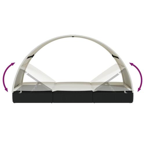 2-personers soleng rundt tag 211x112x140 cm polyrattan sort