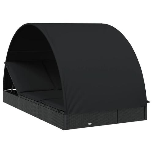 2-personers soleng rundt tag 211x112x140 cm polyrattan sort