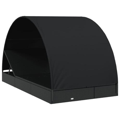 2-personers soleng rundt tag 211x112x140 cm polyrattan sort