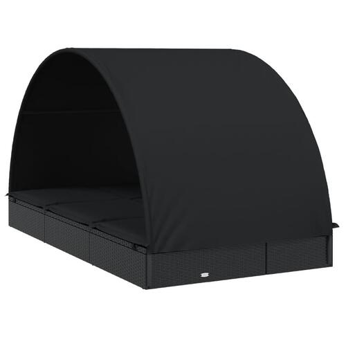 2-personers soleng rundt tag 211x112x140 cm polyrattan sort
